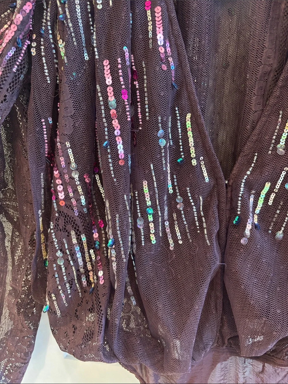 Free People Intimately Business as Usual Embellished Plum Sequin Bodysuit